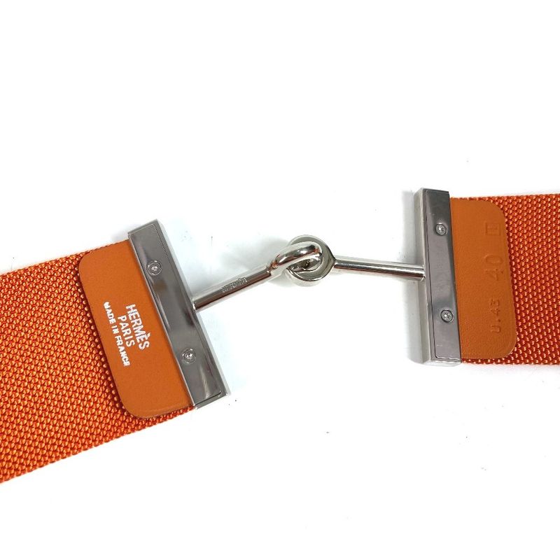 Hermes Belt Logo Canvas Orange
