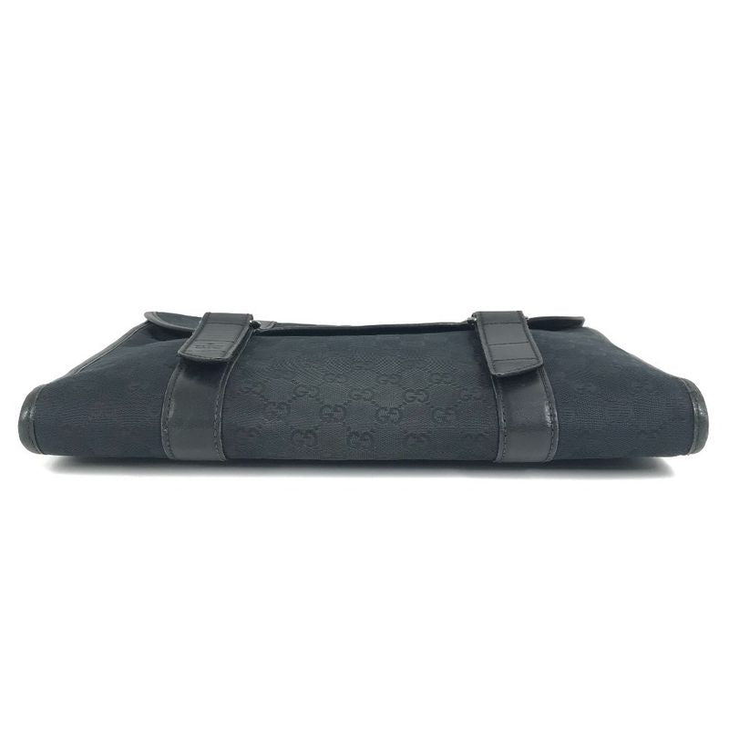 Gucci Clutch Logo GG Canvas Leather Black