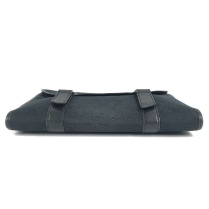 Gucci Clutch Logo GG Canvas Leather Black