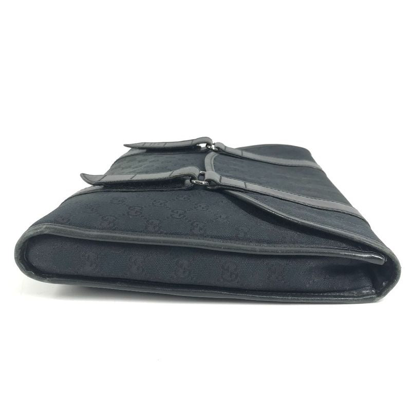 Gucci Clutch Logo GG Canvas Leather Black