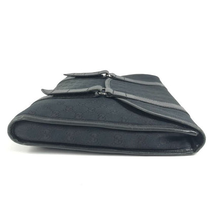 Gucci Clutch Logo GG Canvas Leather Black