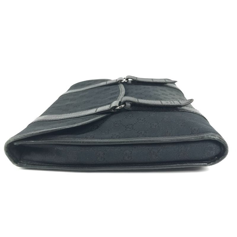 Gucci Clutch Logo GG Canvas Leather Black
