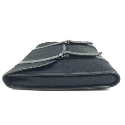Gucci Clutch Logo GG Canvas Leather Black