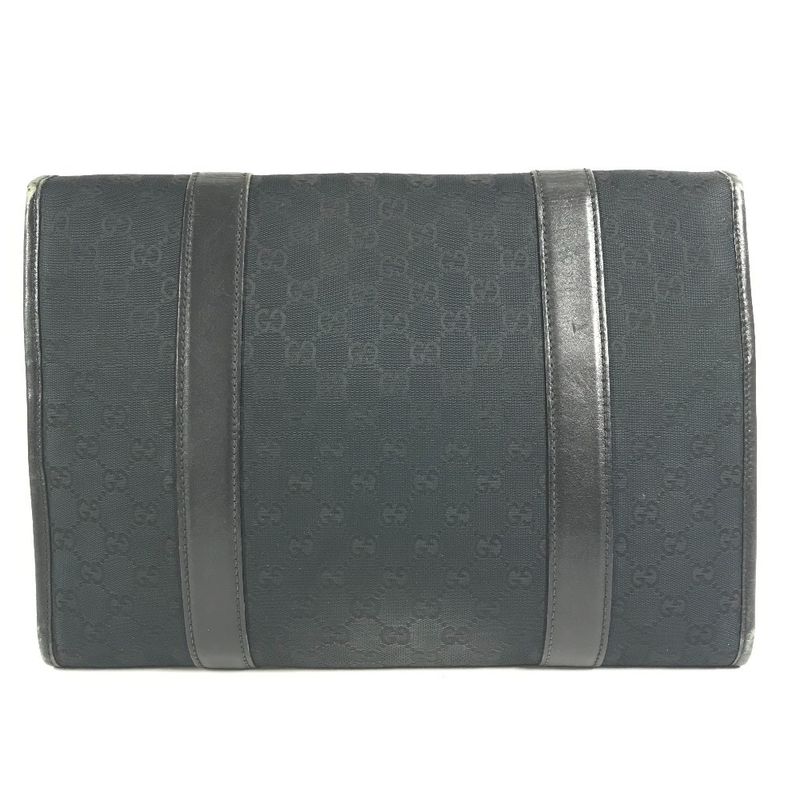 Gucci Clutch Logo GG Canvas Leather Black
