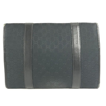 Gucci Clutch Logo GG Canvas Leather Black