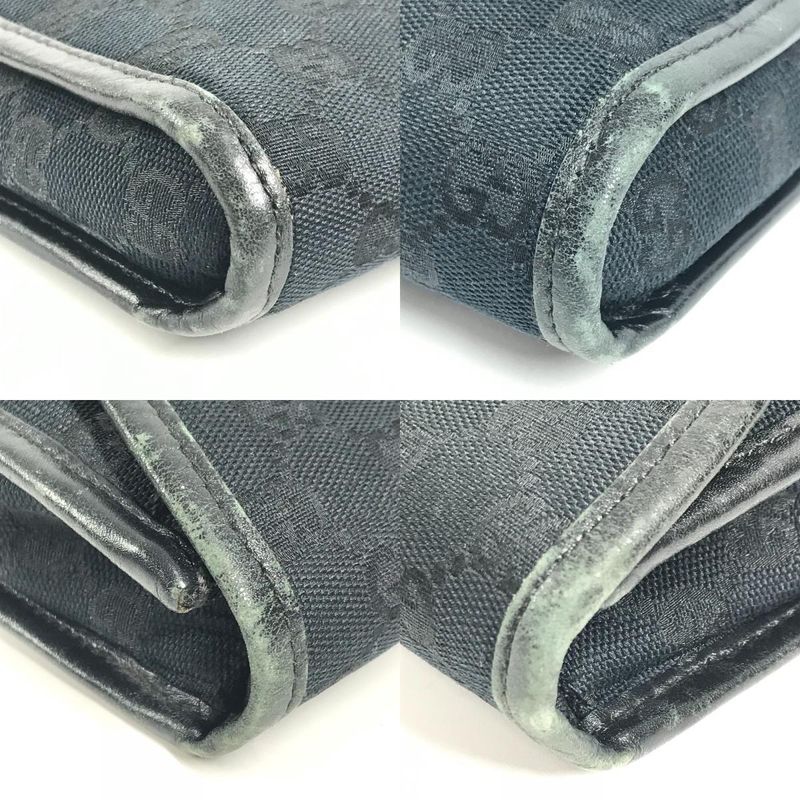 Gucci Clutch Logo GG Canvas Leather Black