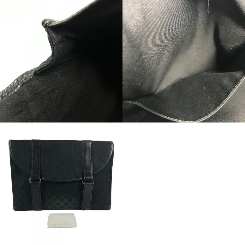 Gucci Clutch Logo GG Canvas Leather Black