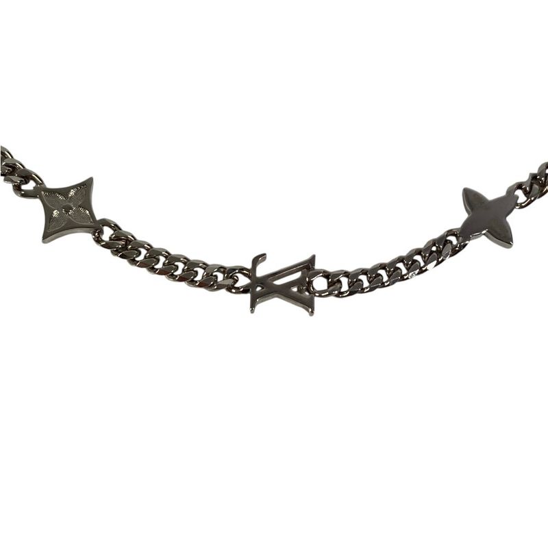 Louis Vuitton Necklace Monogram Low Metal Silver