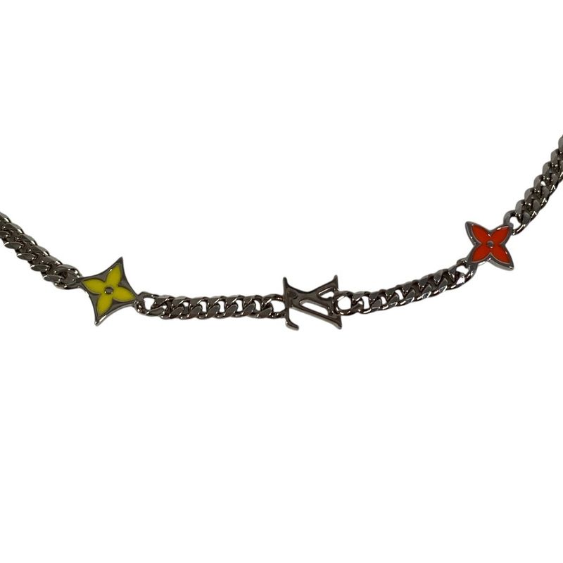 Louis Vuitton Necklace Monogram Low Metal Silver