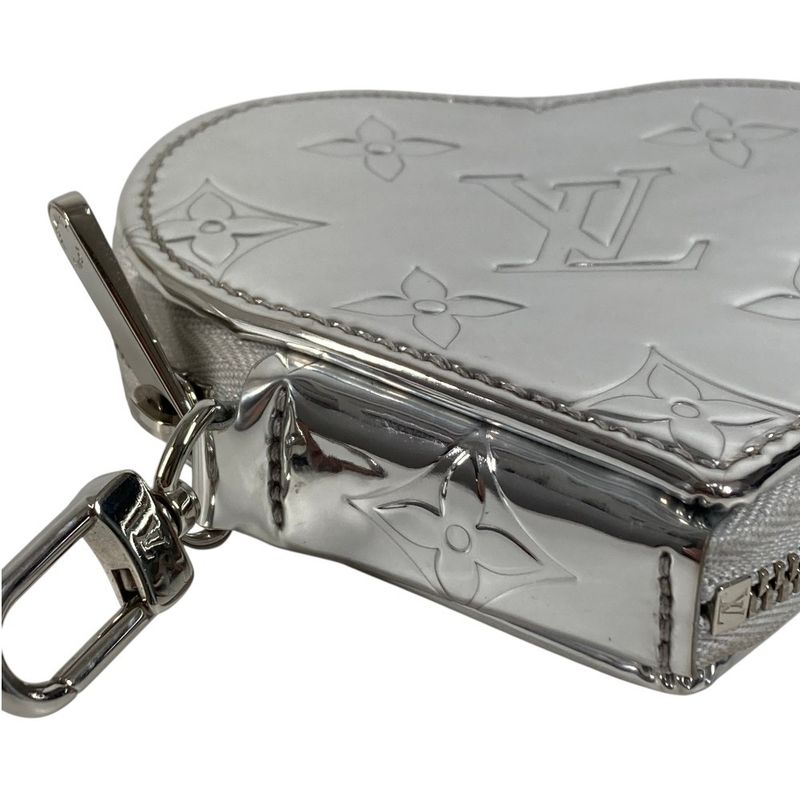 Louis Vuitton Coin Case Porte Monet Cours Leather Silver