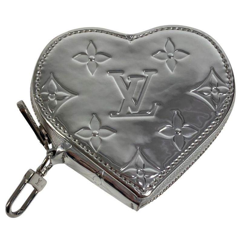 Louis Vuitton Coin Case Porte Monet Cours Leather Silver