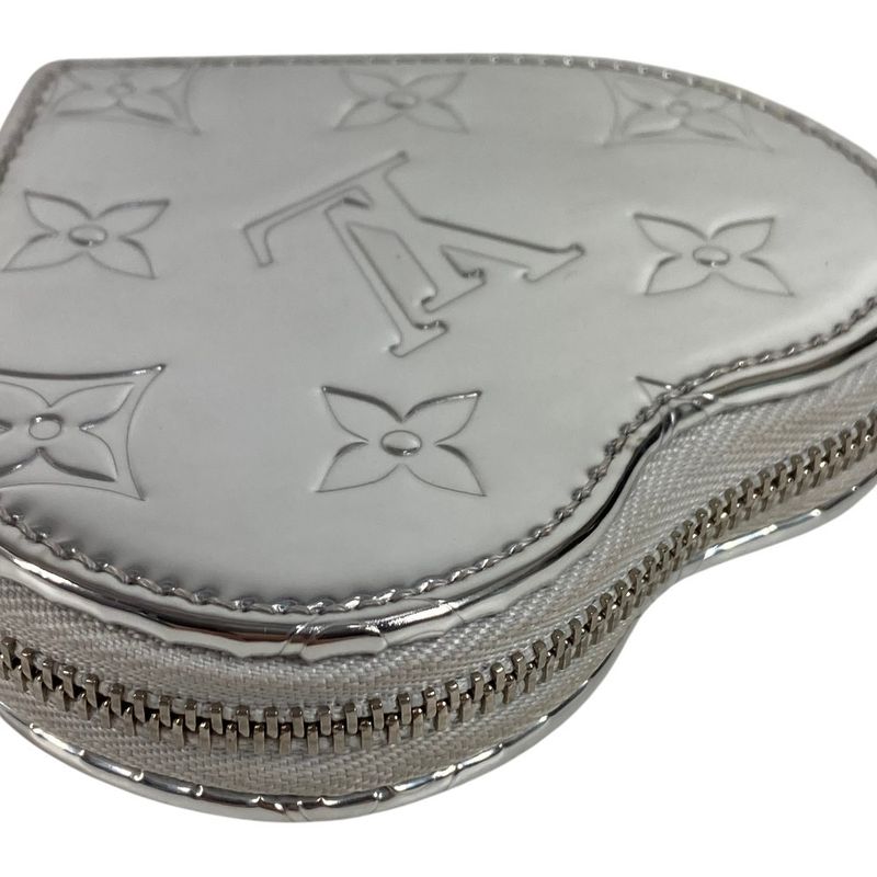 Louis Vuitton Coin Case Porte Monet Cours Leather Silver