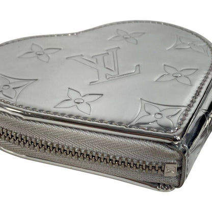 Louis Vuitton Coin Case Porte Monet Cours Leather Silver