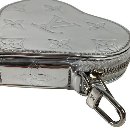 Louis Vuitton Coin Case Porte Monet Cours Leather Silver