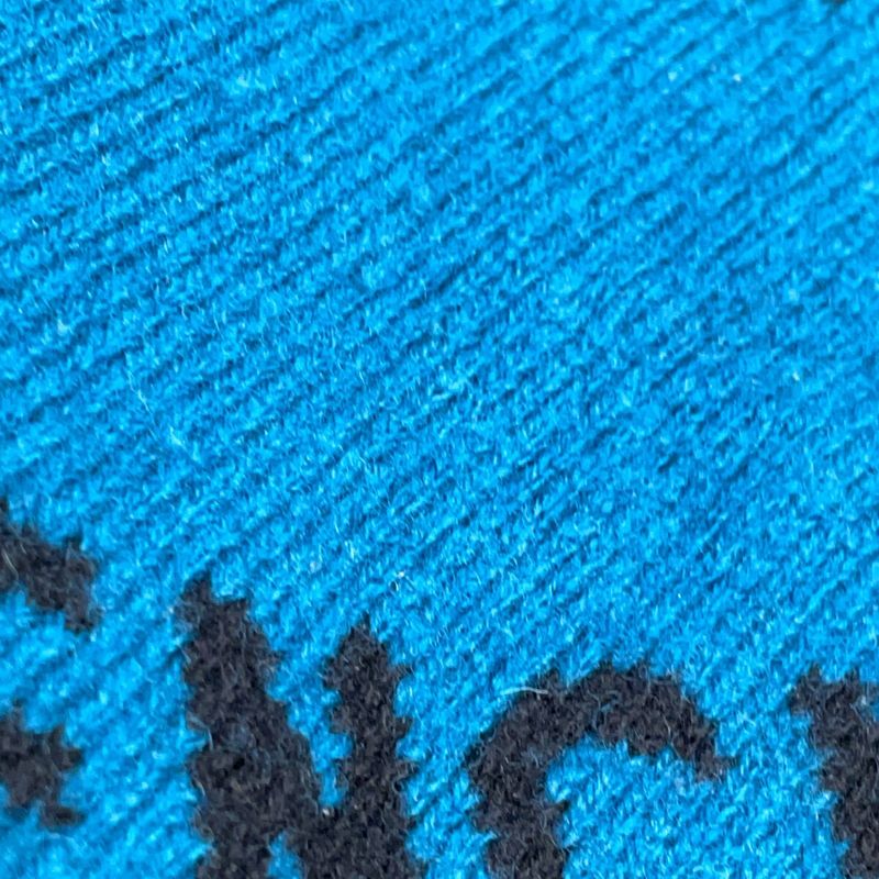 Balenciaga Blue Black Slash Logo Oversized Neck Wool Knit