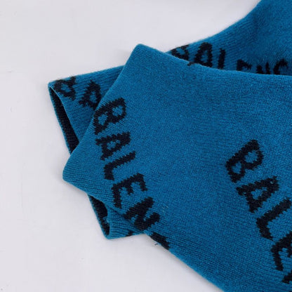 Balenciaga Blue Black Slash Logo Oversized Neck Wool Knit