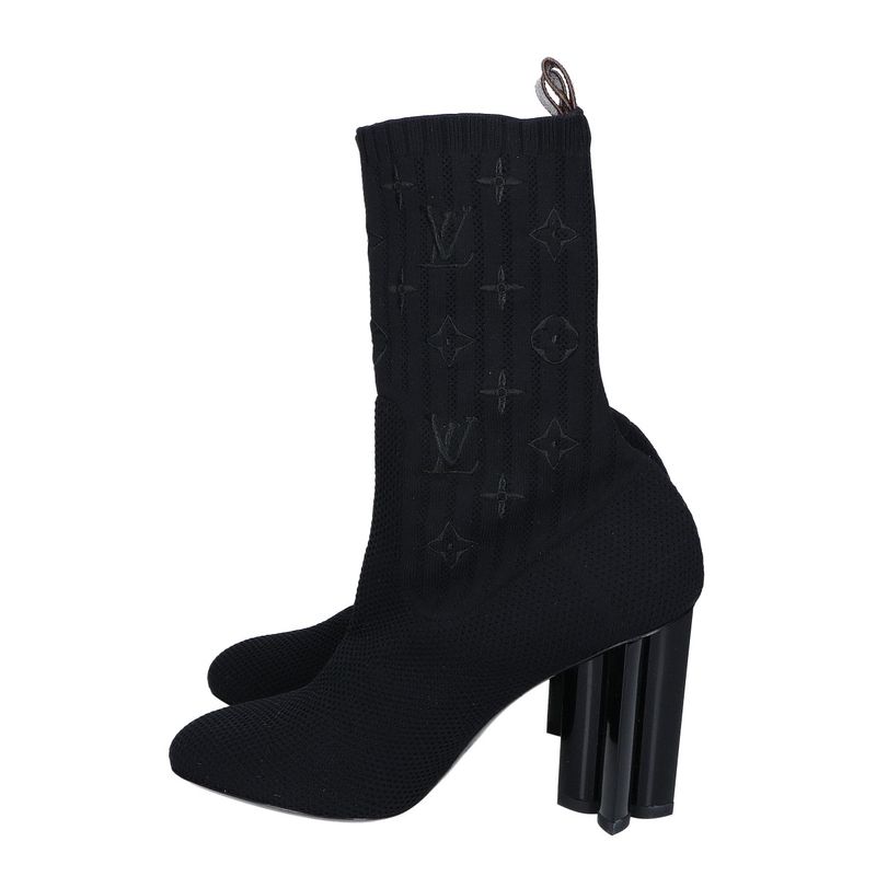 Louis Vuitton Monogram Socks Heel Boots 38