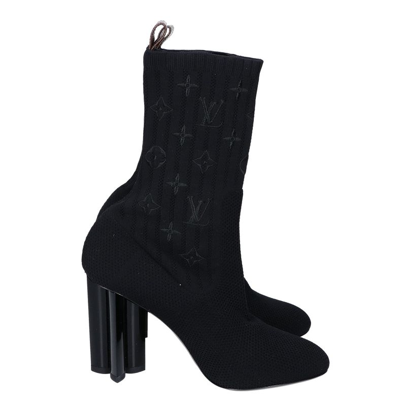 Louis Vuitton Monogram Socks Heel Boots 38