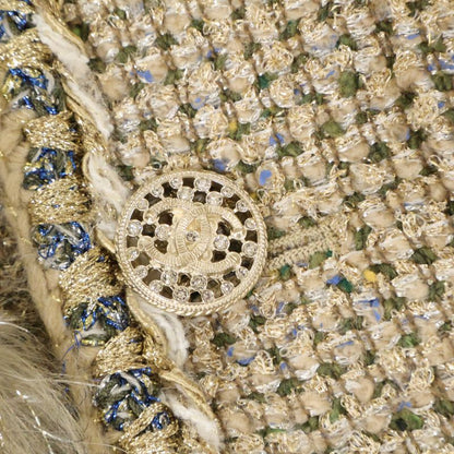 Chanel Tweed Visual CC Logo Button Collarless Jacket 38