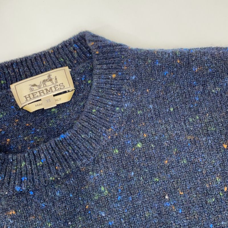 Hermes Navy Cashmere Blend Knit Sweater XS