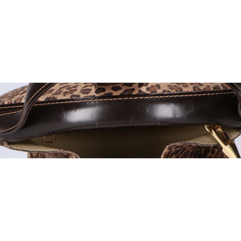 Loewe Vintage Leopard Suede Embossed Anagram 2-Way Shoulder Bag