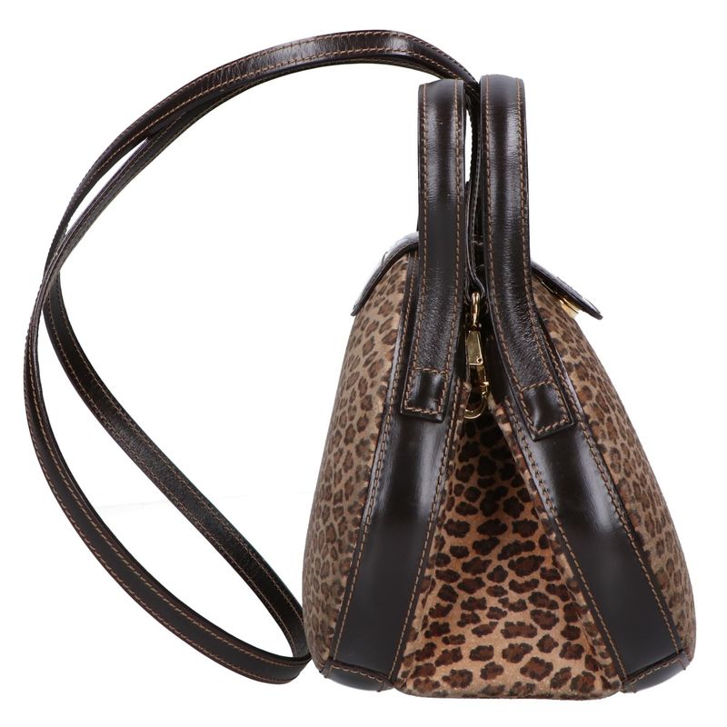 Loewe Vintage Leopard Suede Embossed Anagram 2-Way Shoulder Bag
