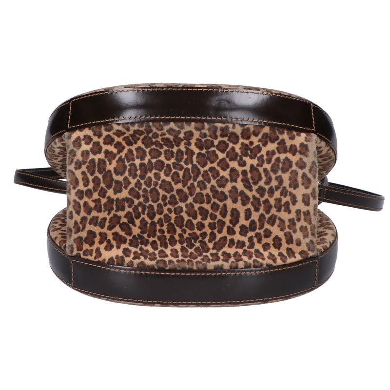 Loewe Vintage Leopard Suede Embossed Anagram 2-Way Shoulder Bag