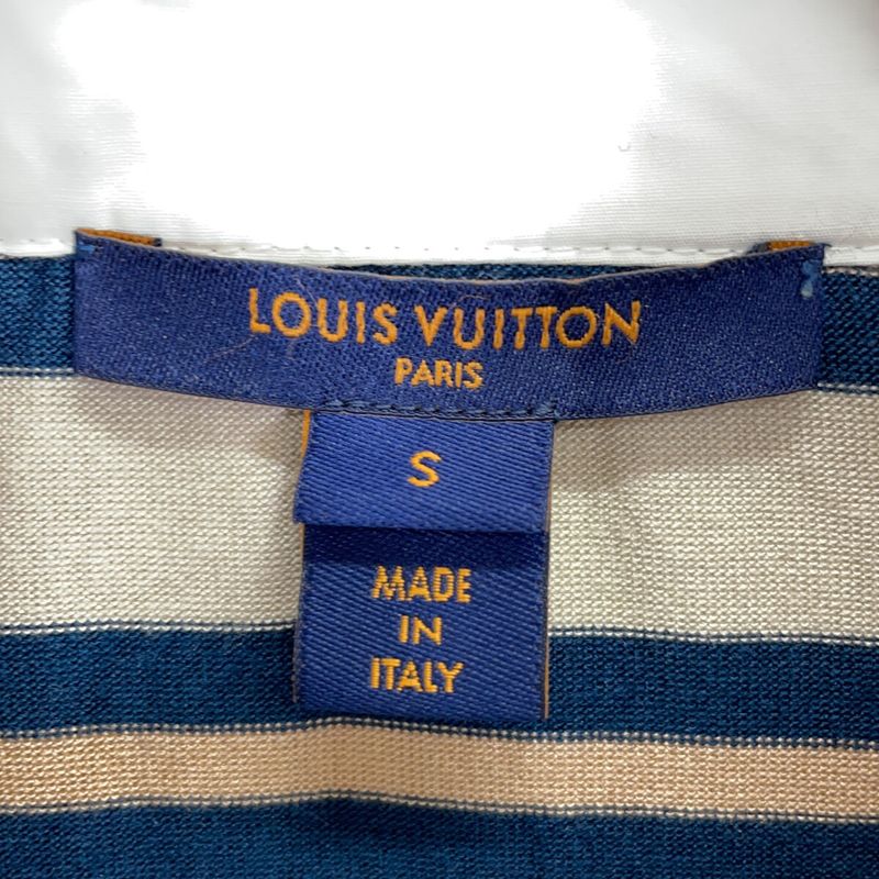 Louis Vuitton Fn1 Beige Blue Silk Mix Long Sleeve Border Polo