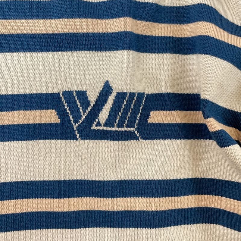 Louis Vuitton Fn1 Beige Blue Silk Mix Long Sleeve Border Polo