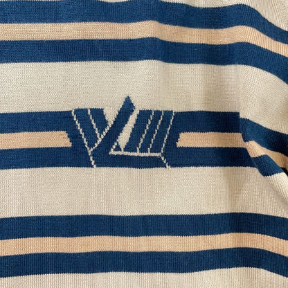 Louis Vuitton Fn1 Beige Blue Silk Mix Long Sleeve Border Polo