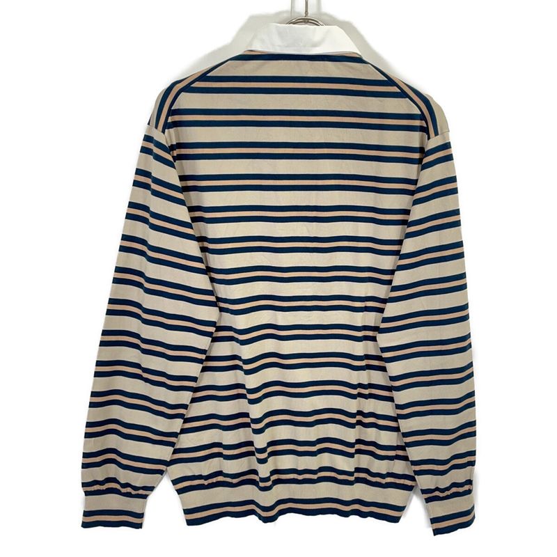 Louis Vuitton Fn1 Beige Blue Silk Mix Long Sleeve Border Polo