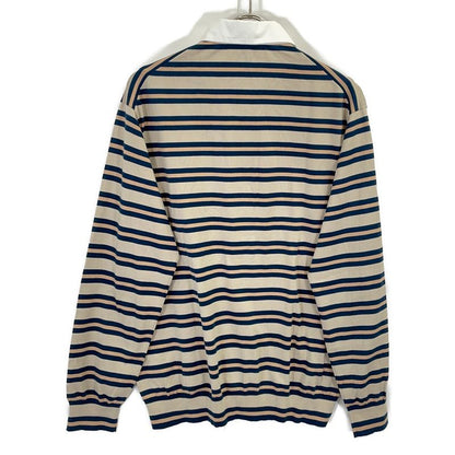 Louis Vuitton Fn1 Beige Blue Silk Mix Long Sleeve Border Polo
