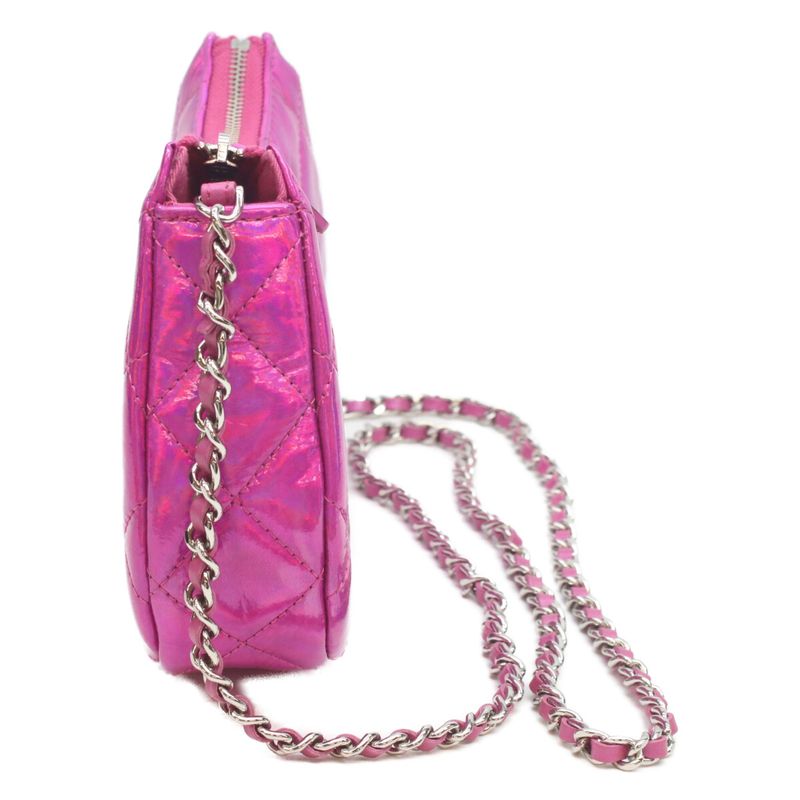 Chanel 24c Pink Iridescent Mirror Goatskin Silver Mini Hobo Chain Shoulder