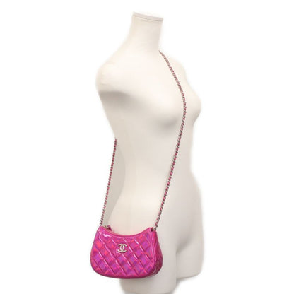 Chanel 24c Pink Iridescent Mirror Goatskin Silver Mini Hobo Chain Shoulder