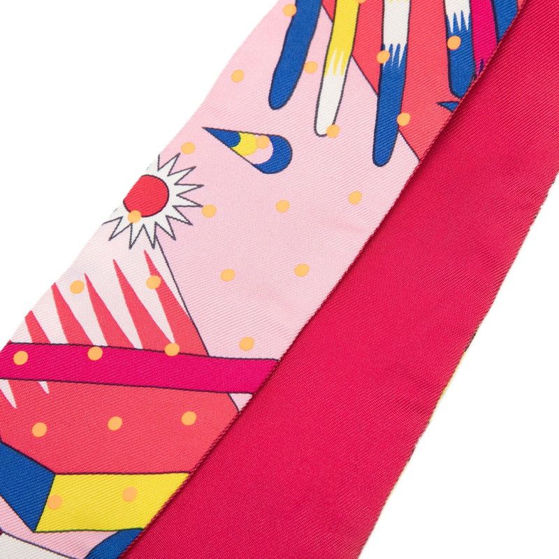 Hermes Twilly Plumetis Plume Tee Scarf Pink Multicolor Silk
