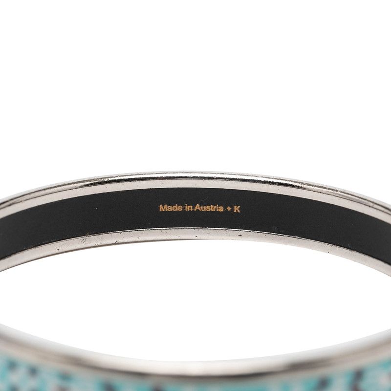 Hermes Enamel PM Cloisonne Bracelet Silver Blue Metal