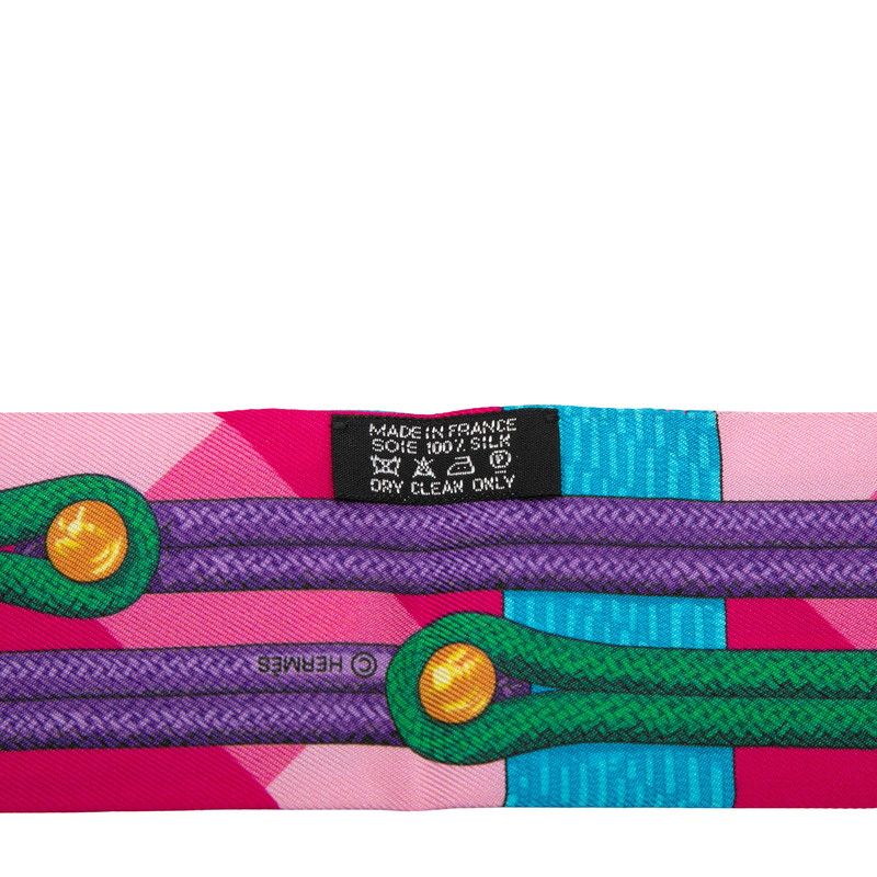 Hermes Twill RE Boucles Scarf Pink Multicolor Silk