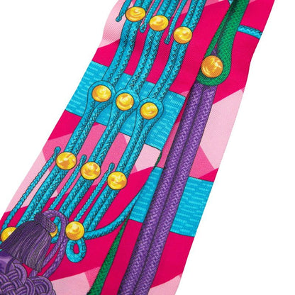 Hermes Twill RE Boucles Scarf Pink Multicolor Silk