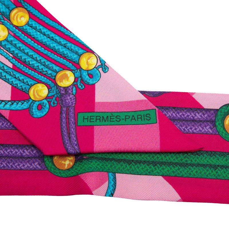 Hermes Twill RE Boucles Scarf Pink Multicolor Silk