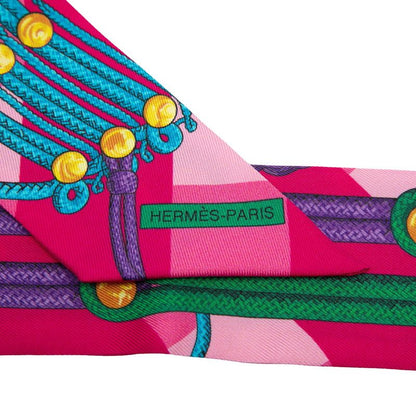 Hermes Twill RE Boucles Scarf Pink Multicolor Silk