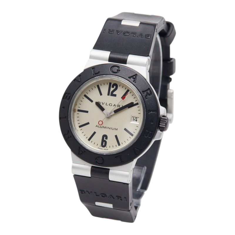 Bvlgari Aluminum Watch Black Silver Rubber