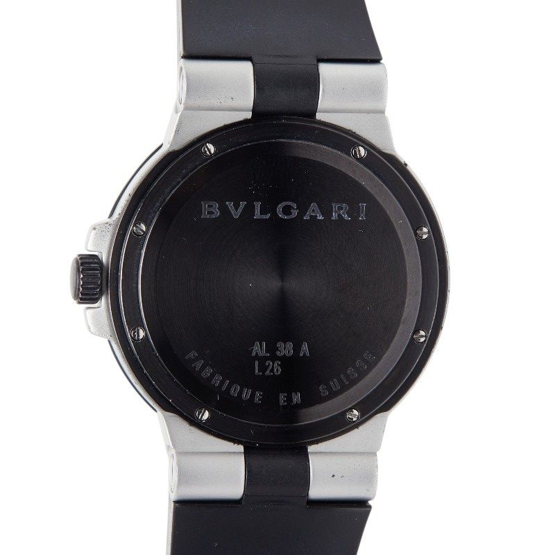 Bvlgari Aluminum Watch Black Silver Rubber
