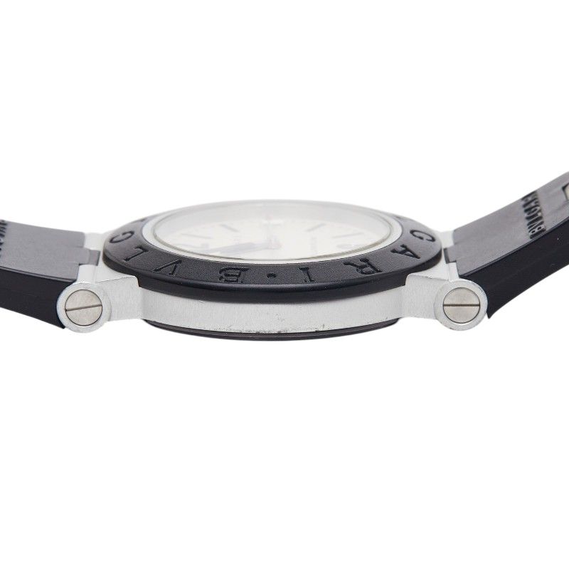 Bvlgari Aluminum Watch Black Silver Rubber