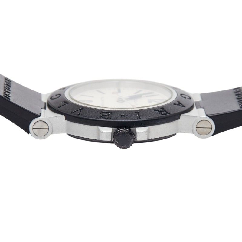 Bvlgari Aluminum Watch Black Silver Rubber