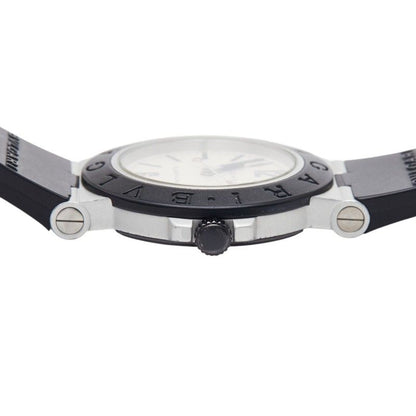 Bvlgari Aluminum Watch Black Silver Rubber