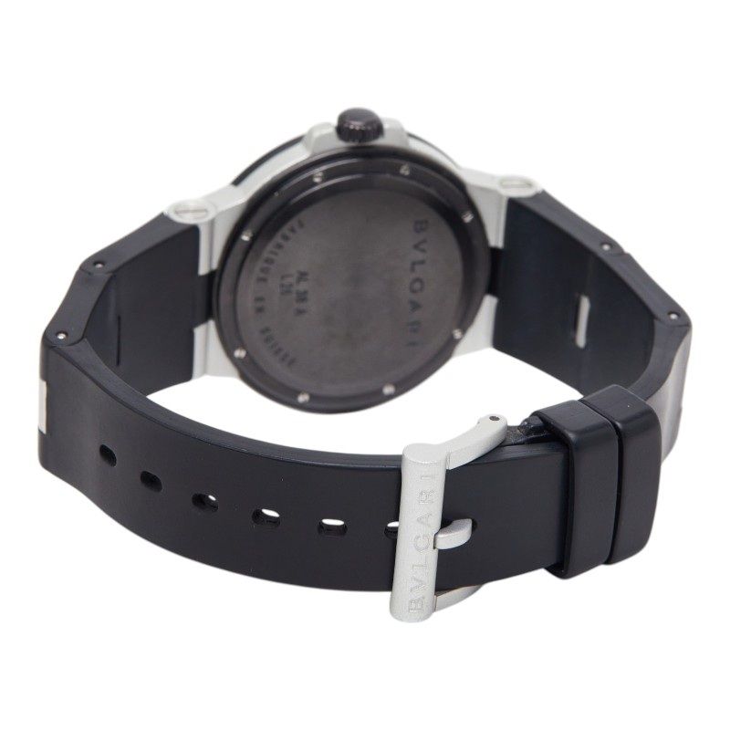 Bvlgari Aluminum Watch Black Silver Rubber