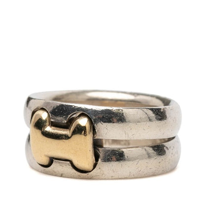 Hermes History Ring 49 Silver 18k Yellow Gold Combination