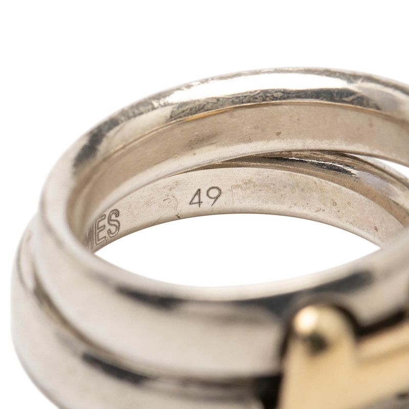 Hermes History Ring 49 Silver 18k Yellow Gold Combination