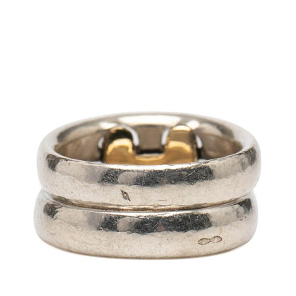 Hermes History Ring 49 Silver 18k Yellow Gold Combination