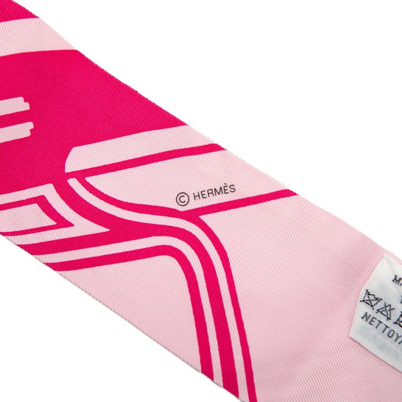Hermes Twilly les Coupes Tattoo Coupe Tatouage Scarf Pink Silk